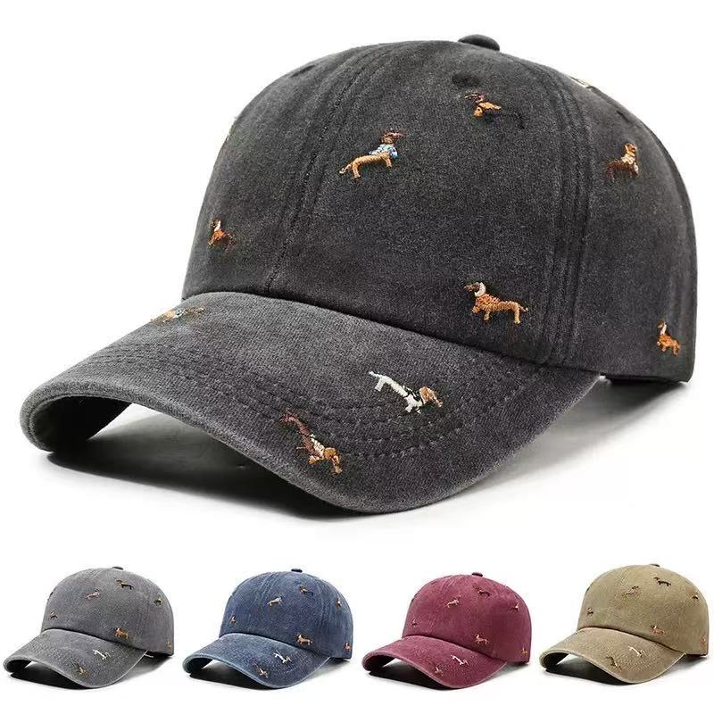 Golf Cap Dad - 닥스훈트 자수 워싱 코튼 조절 가능