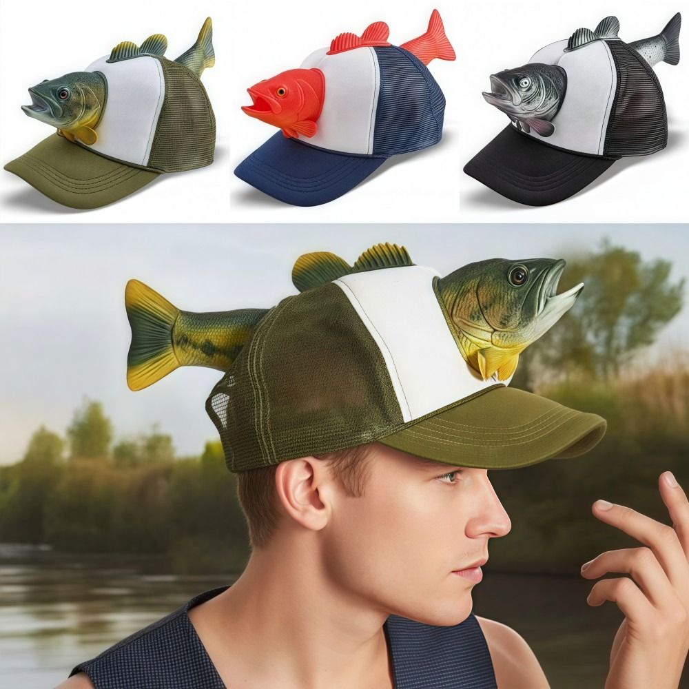 Trucker Cap Mesh - 재미있는 3D 물고기 동물 트러커 모자