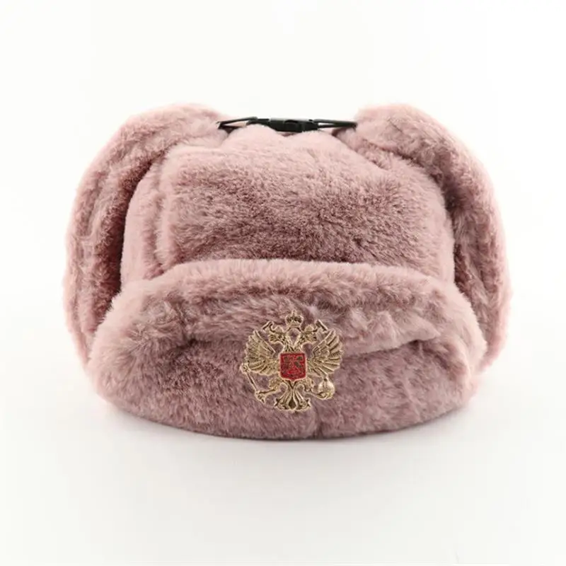 Trapper Hat Ear Flap - 소련 배지 우샨카 남녀 공용 봄버