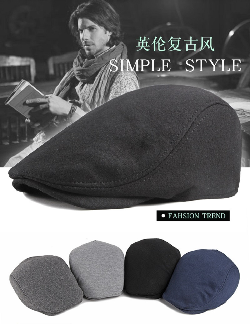 Dad Hat Cotton - 남성용 양모 혼방 뉴스보이 플랫 캡,