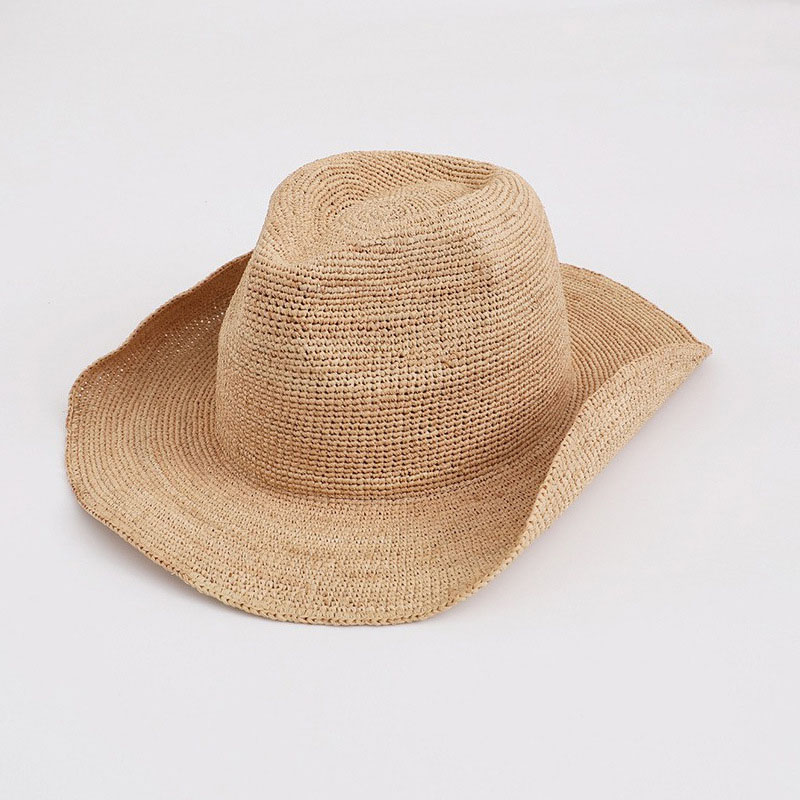 여성용 천연 라피아 빨대 모자, 폭 챙이 나들이 비치  - Cowboy Hat Straw 리뷰 및 가격