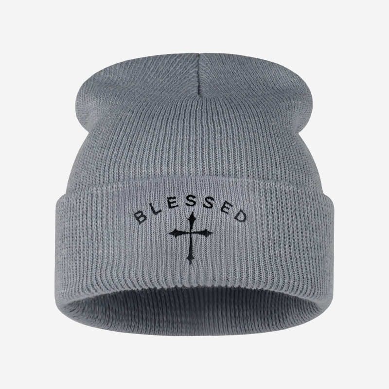 축복받은 십자가 자수 비니, 겨울용 커프 니트 모자,  - Beanie Cuffed Knit 리뷰 및 가격
