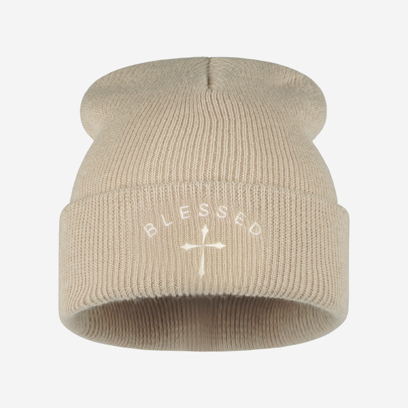 축복받은 십자가 자수 비니, 겨울용 커프 니트 모자,  - Beanie Cuffed Knit 리뷰 및 가격