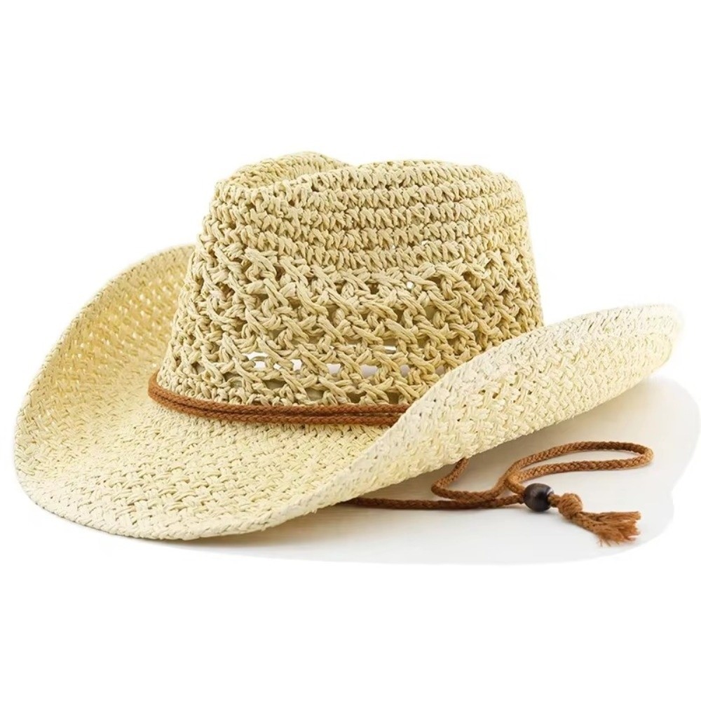 레트로 와이드 브림 자외선 차단 밀짚모자 에스닉 스타일 - Cowboy Hat Straw 리뷰 및 가격