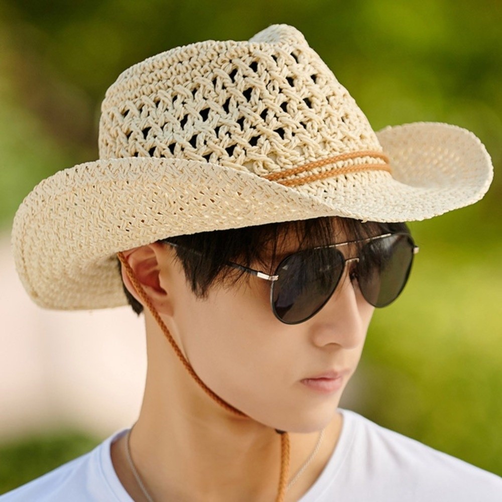 레트로 와이드 브림 자외선 차단 밀짚모자 에스닉 스타일 - Cowboy Hat Straw 리뷰 및 가격