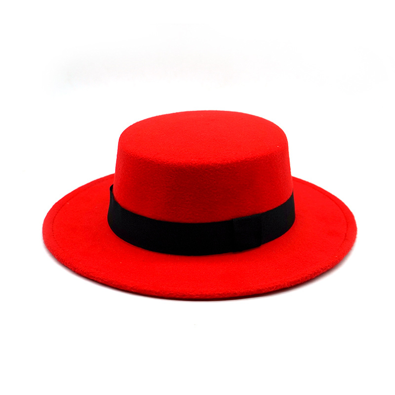 플랫 브림 울 페도라 블랙 리본 레트로 영국풍 모자 남 - Fedora Hat Wool 리뷰 및 가격