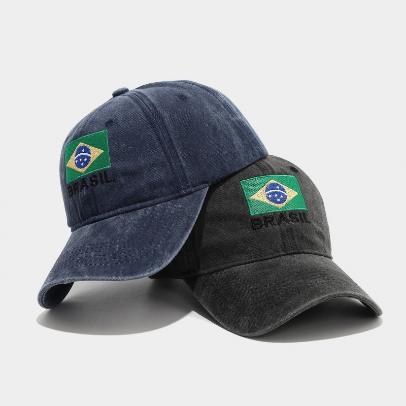 빈티지 브라질 국기 BRASIL 자수 워싱 코튼 야구  - Dad Hat Cotton 리뷰 및 가격